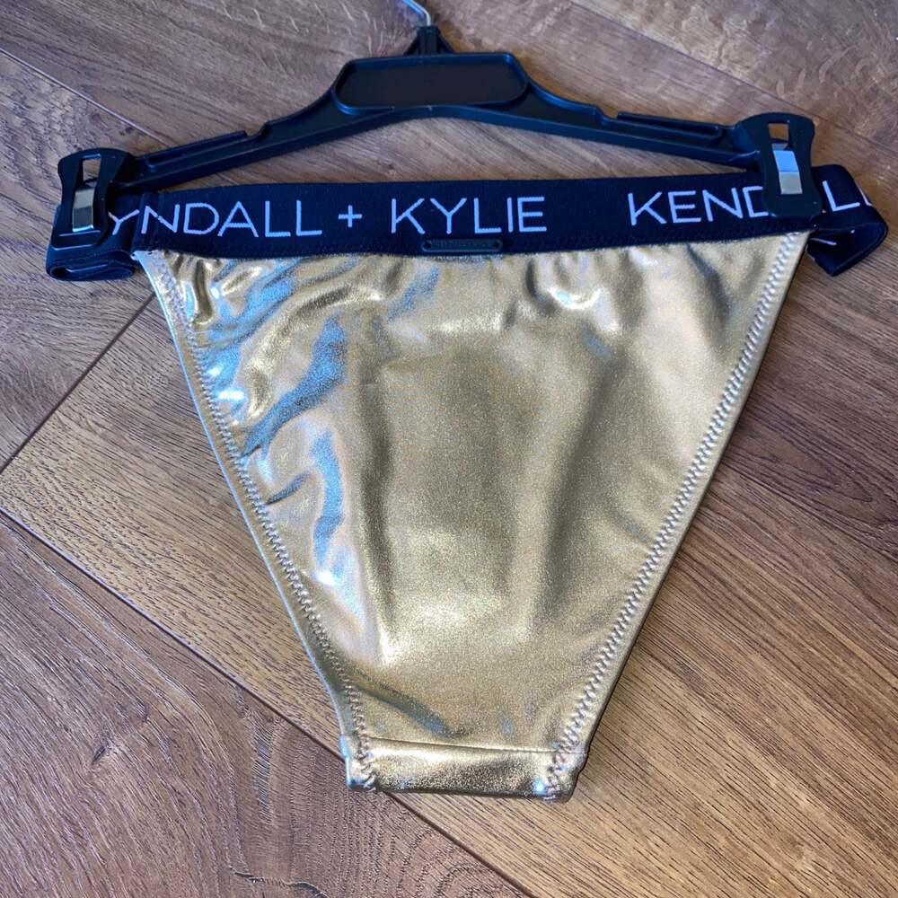 Kendall + Kylie Peekaboo Belt Bottom Bikini Large‎ Gold - Picture 3 of 3